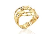 REF 510092  ANEL ROMMANEL FIO QUATRO AROS, FLOR COM GALHOS